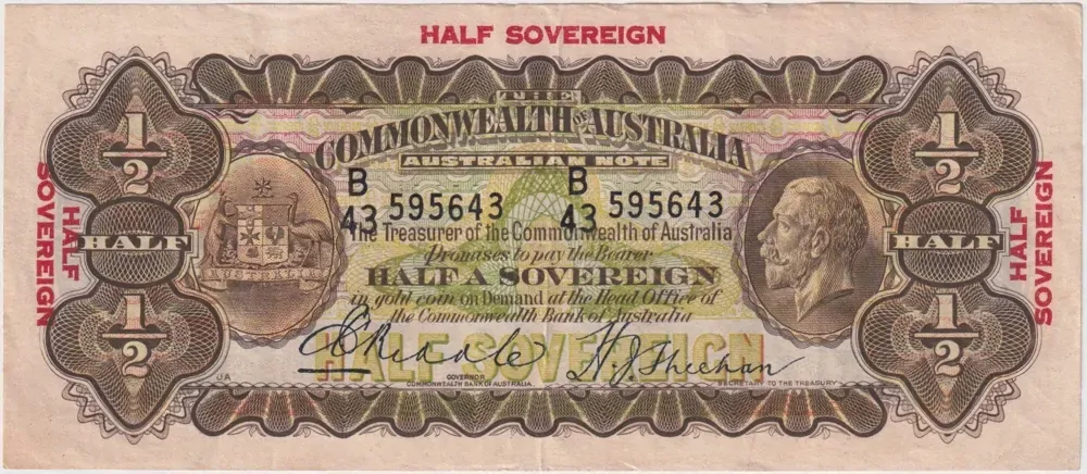 1933 Ten Shilling Riddle/Sheehan R8bL B43 Last Prefix Extremely Fine product image