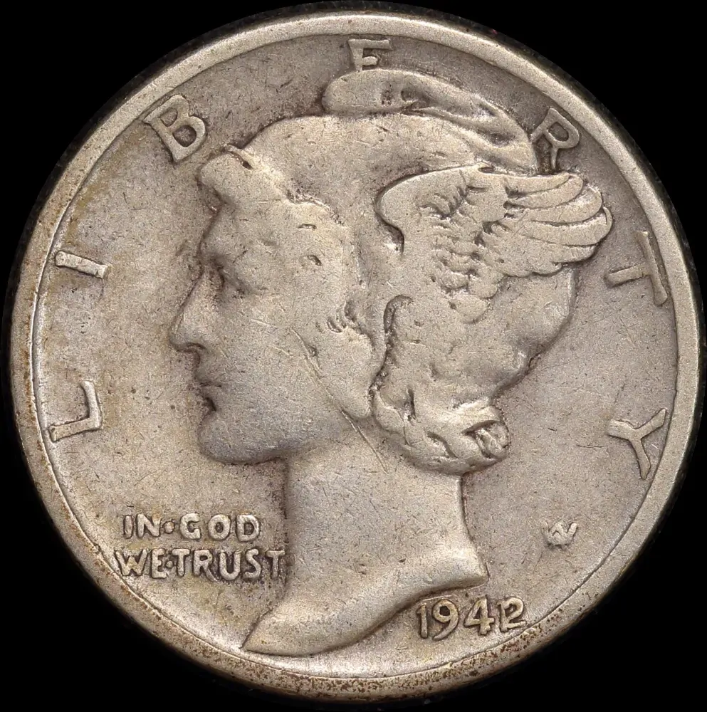 United States 1942/1 Overdate Silver Mercury Dime KM#140 Very Fine product image