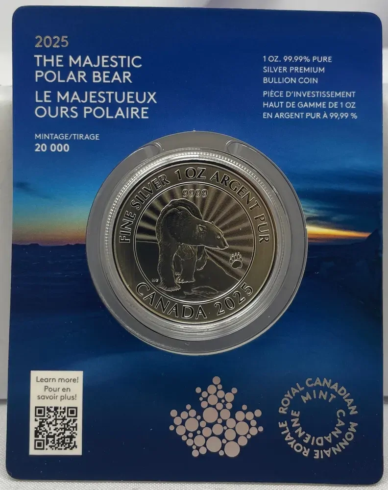 Canada 2025 Silver 5 Dollars Bullion Coin Majestic Polar Bear product image