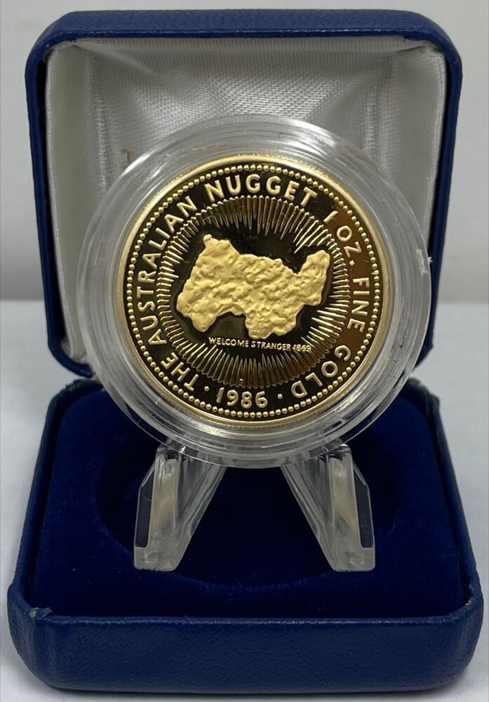 1986 Gold One Ounce Proof Coin Welcome Stranger Nugget product image