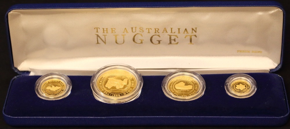 1986 Gold Four Coin Proof Set (1 1/2 1/4 And 1/10) Australian Nuggets product image