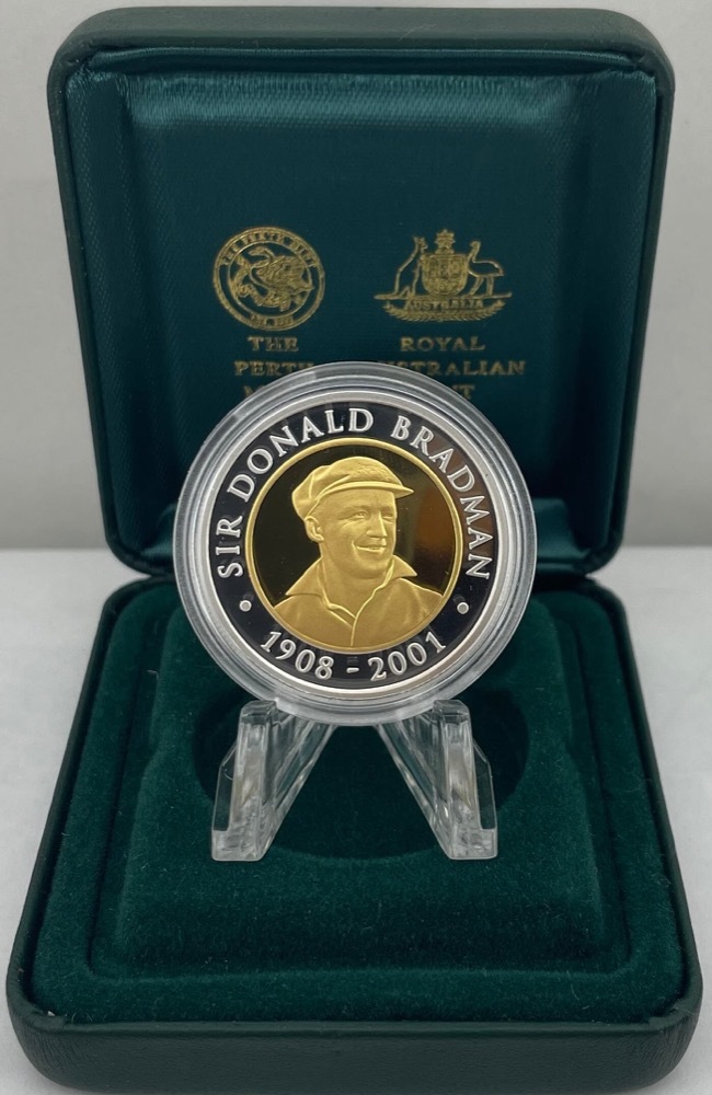 2001 Gold Bimetal Twenty Dollar Proof Coin Don Bradman product image