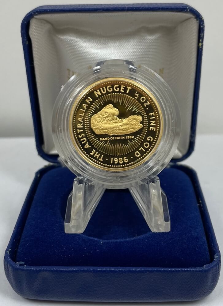 1986 Gold Half Ounce Proof Coin - Hand of Faith Nugget product image