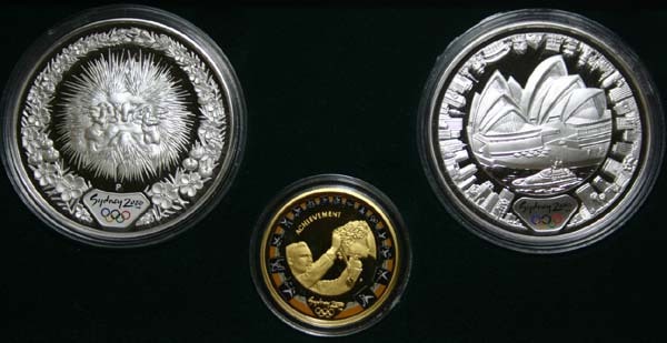 Sydney 2000 Olympic Gold and Silver 3 Proof Coin Set #7 Achievement (Athletes) product image
