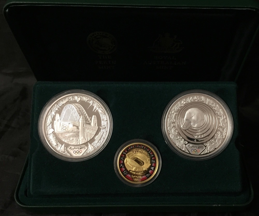 Sydney 2000 Olympic Gold and Silver 3 Proof Coin Set #8 Achievement (Torch) product image