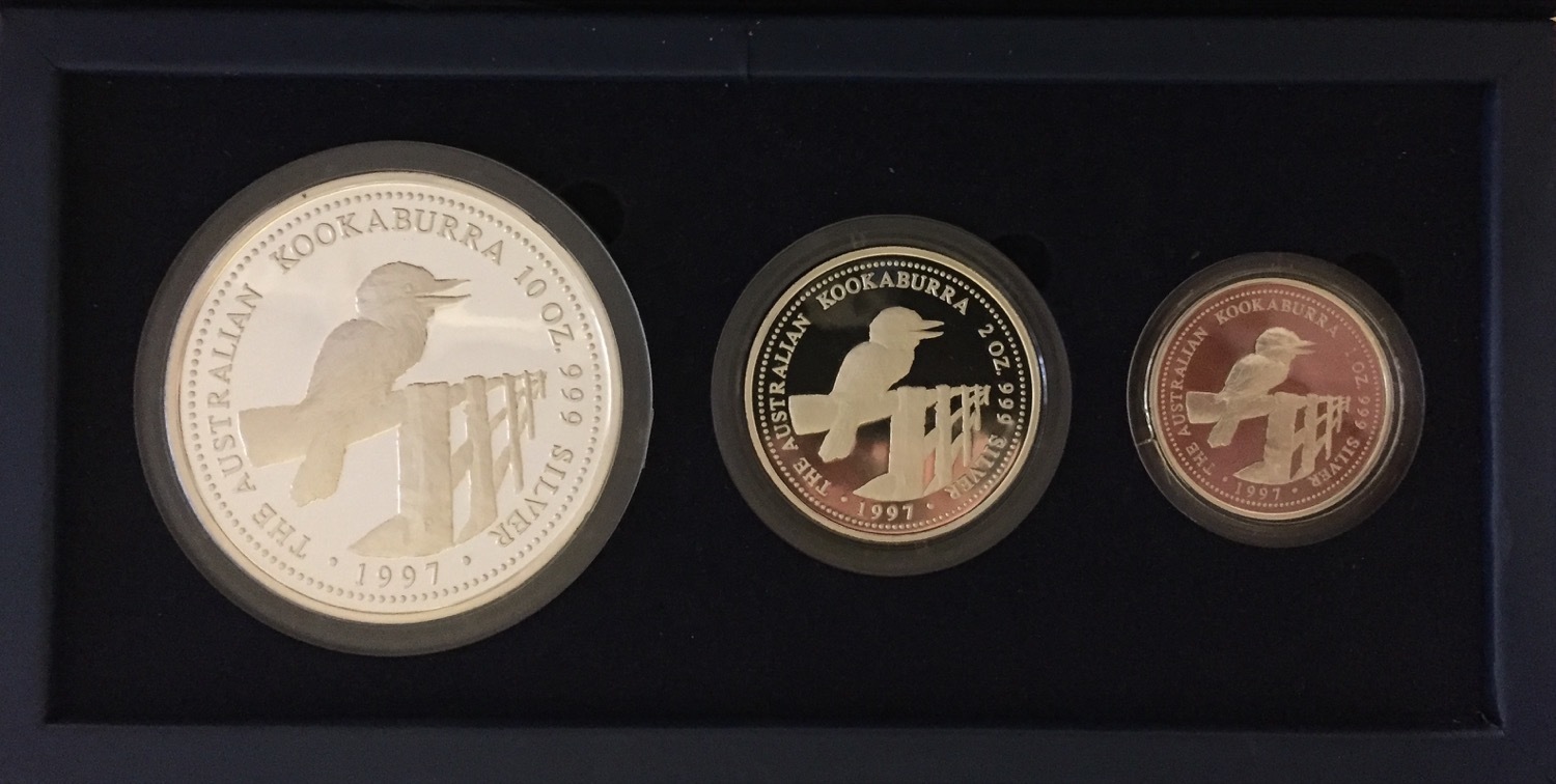 1997 Silver Three Coin Kookaburra Set (10oz 2oz 1oz) product image