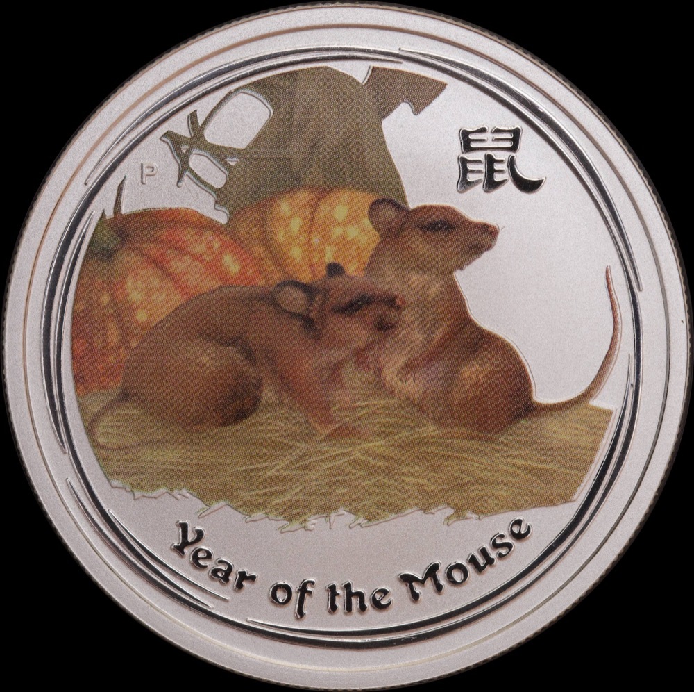 2008 Silver Lunar 1/2oz Coloured Coin - Series II Mouse product image
