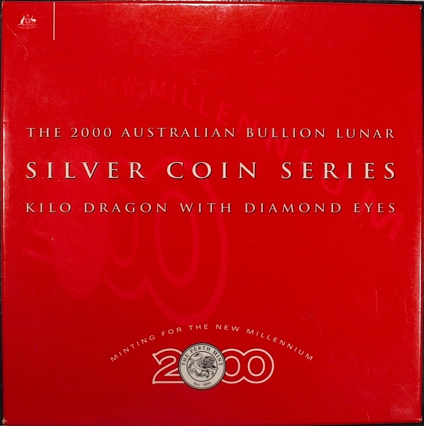 2000 Silver Lunar Kilogram Unc Coin Diamond Eyes product image