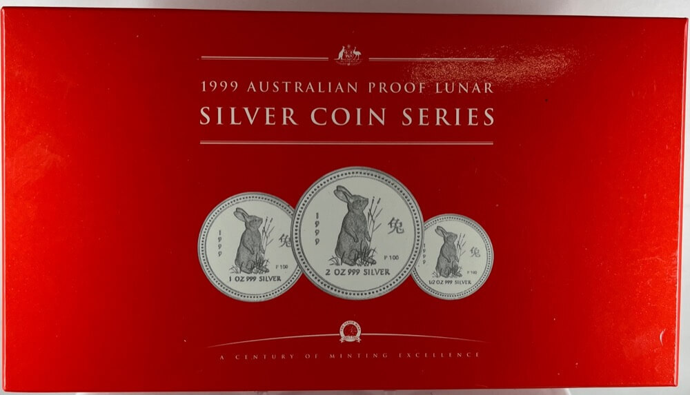 1999 Silver Lunar 3 Coin Proof Set - Rabbit product image