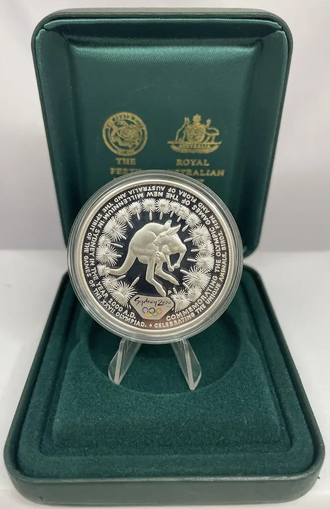 2000 Silver Olympic Proof Coin Kangaroo and Grasstrees product image