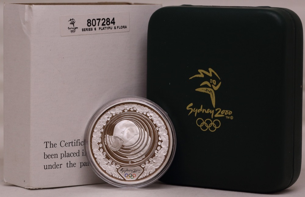 2000 Silver Olympic Proof Coin Platypus and Water Lily product image