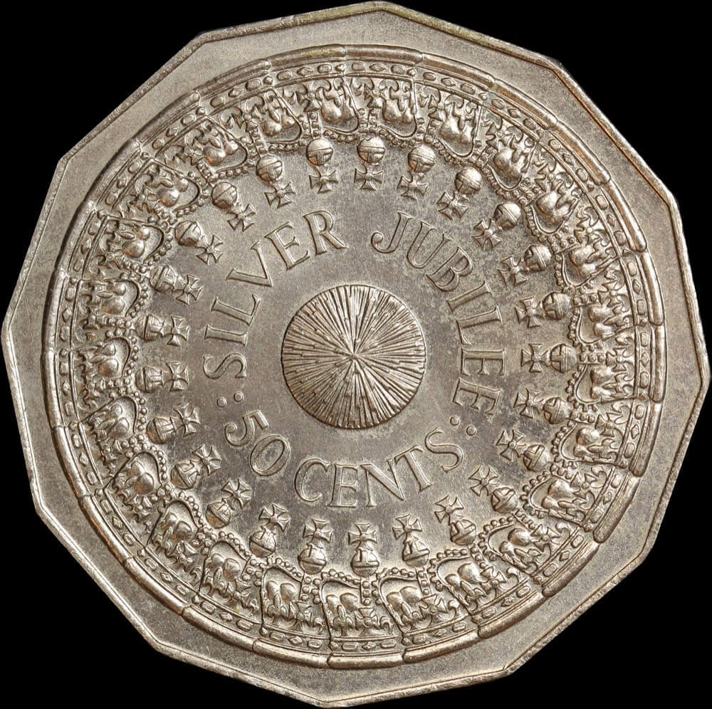 1977 50 Cent Coin QEII Silver Jubilee Uncirculated product image