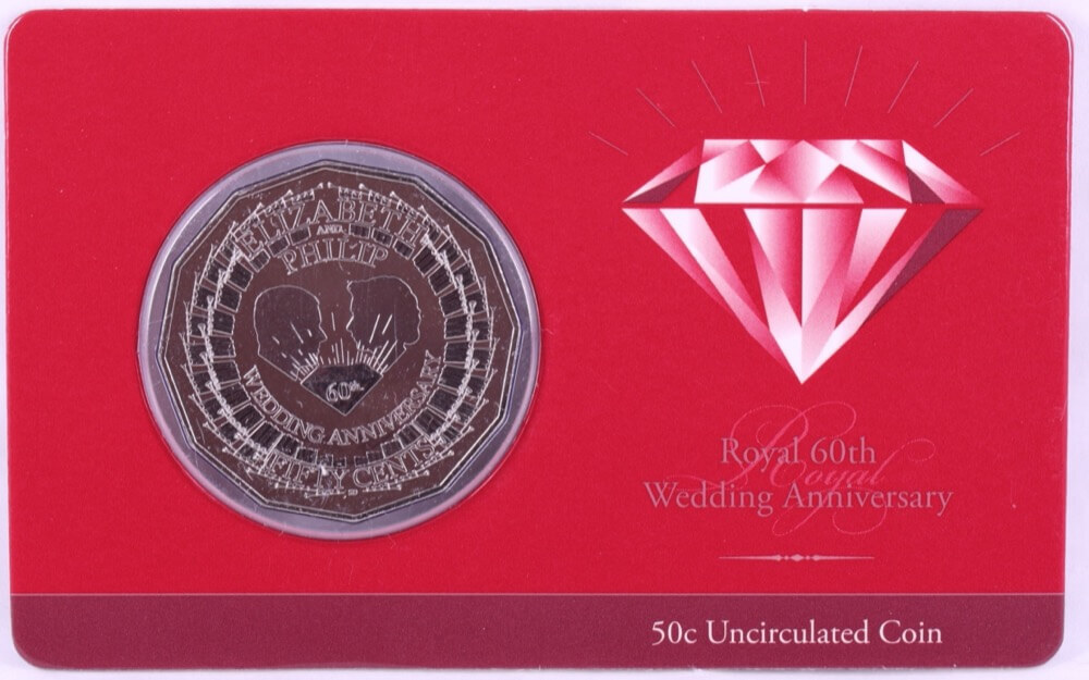 2007 50 Cent Carded Coin Unc Wedding 60th Anniversary Diamond product image