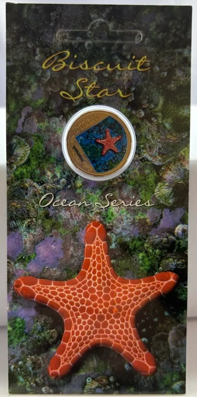 2007 Coloured 1 Dollar on Card - Ocean Series: Biscuit Starfish product image