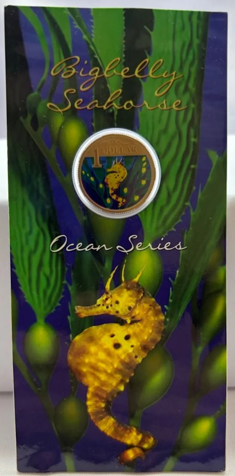 2007 Coloured 1 Dollar on Card - Ocean Series: Big Belly Seahorse product image