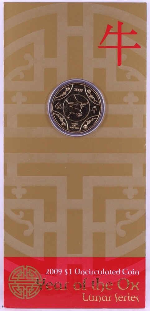 2009 One Dollar Carded Unc Coin Lunar Year of the Ox product image