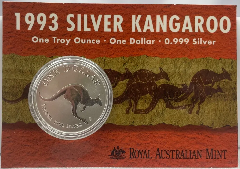 1993 Silver 1 Dollar Uncriculated Coin - Flying Kangaroo product image
