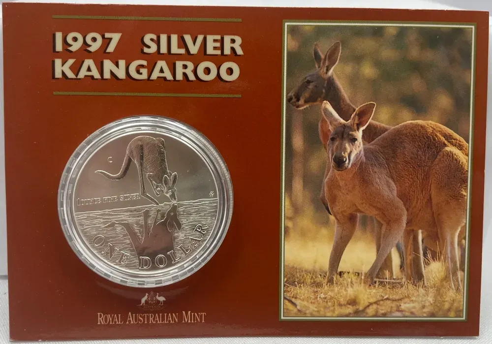 1997 Silver 1 Dollar Uncirculated Coin Drinking Kangaroo product image