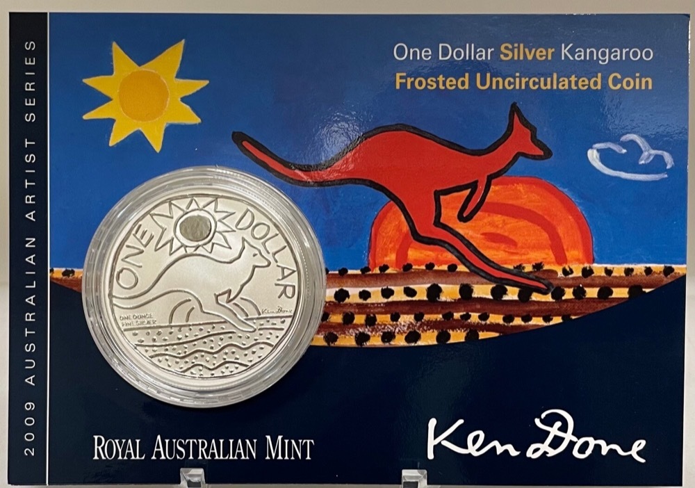 2009 One Dollar Silver Kangaroo Unc Coin Ken Done product image
