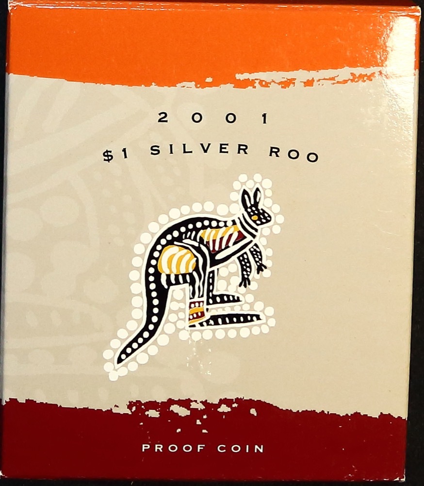 2001 One Dollar Silver Kangaroo Proof Coin Aboriginal Dreaming product image