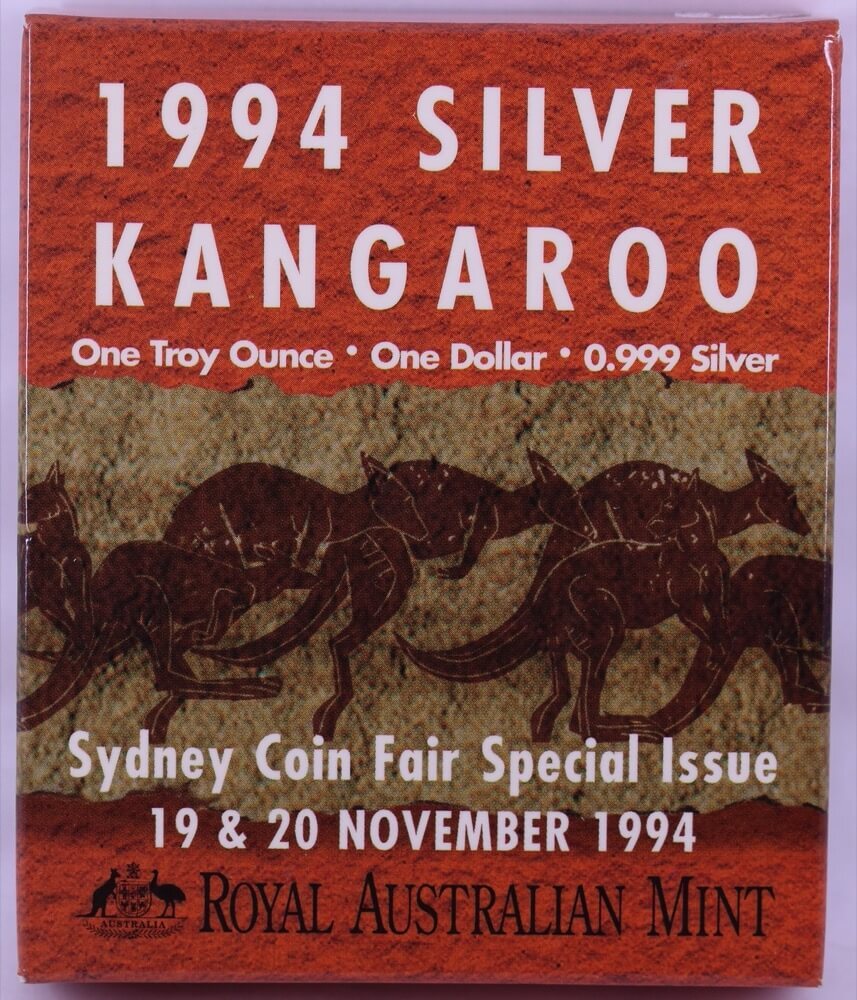 1994 One Dollar Silver Kangaroo Unc Coin Fair 1994 Flying Joey product image