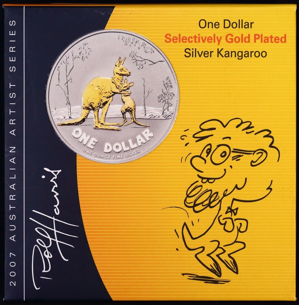 2007 One Dollar Silver Kangaroo Selectively Gold Plated Rolf Harris product image