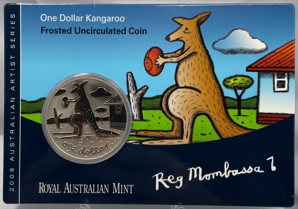 2008 Frosted Unc One Dollar Coin Kangaroo Reg Mombassa product image