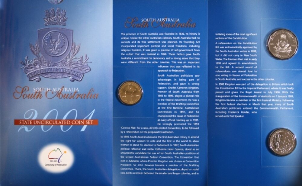 Australia 2001 Federation Three Coin Uncirculated Set South Australia product image