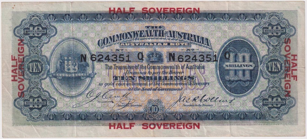 1918 Ten Shilling Cerutty/Collins R3b Very Fine product image