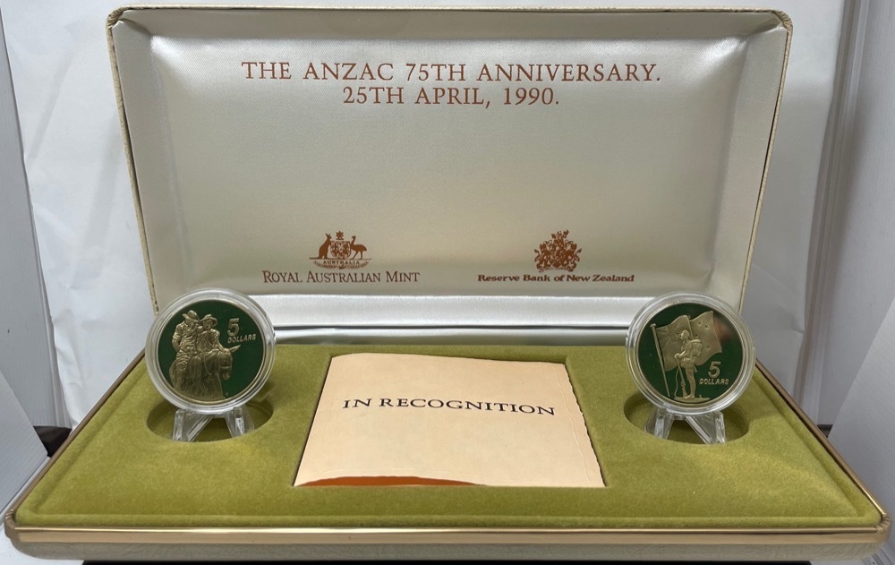 1990 5 Dollar Proof Anzac 75th Anniversary Gallipoli Veteran Presentation Set product image