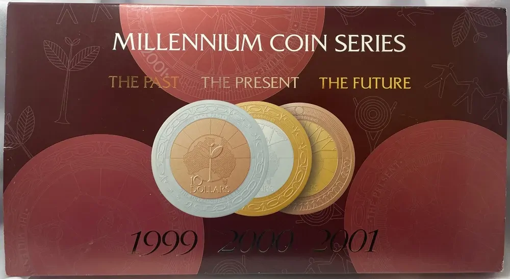 1999 - 2001 10 Dollar Proof Coin Trio Past Present Future Millennium product image