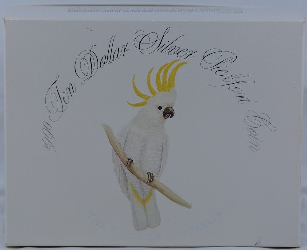 1990 Silver Ten Dollar Silver Piedfort Proof Coin Birds of Australia - White Cockatoo product image