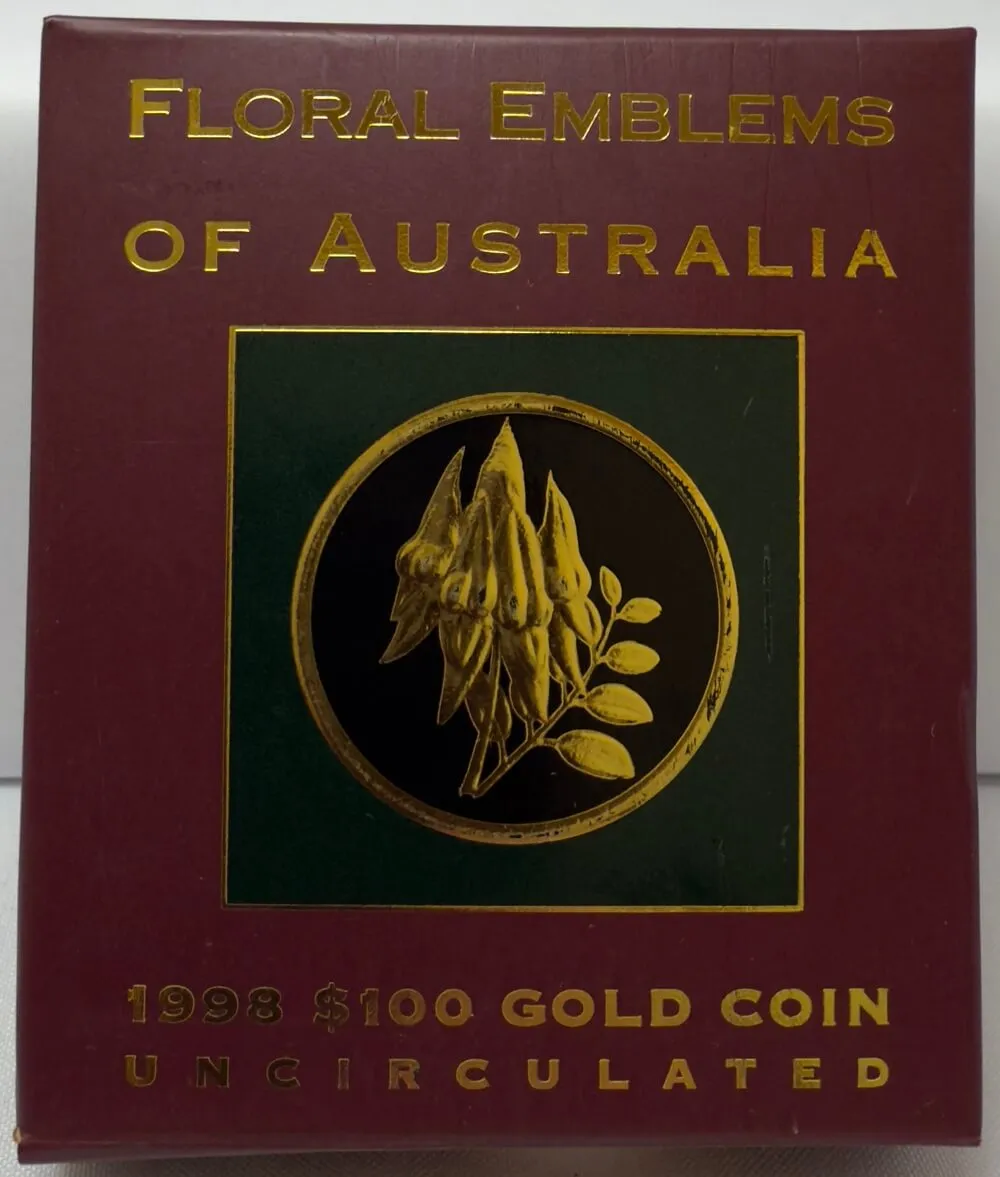 1998 Gold 100 Dollar Gold Unc Coin Floral Emblems Sturt Desert Pea product image