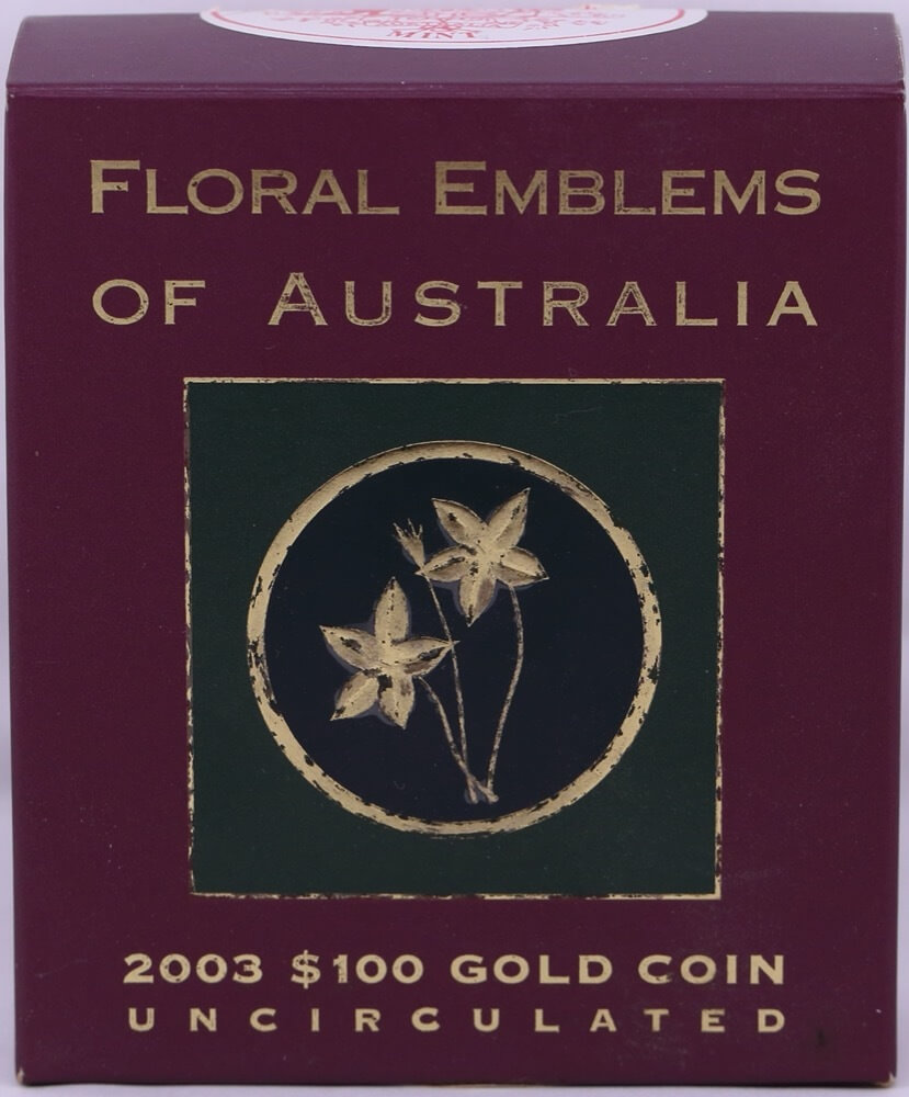 2003 100 Dollar Unc Gold Coin Floral Emblems - Royal Blue Bell product image