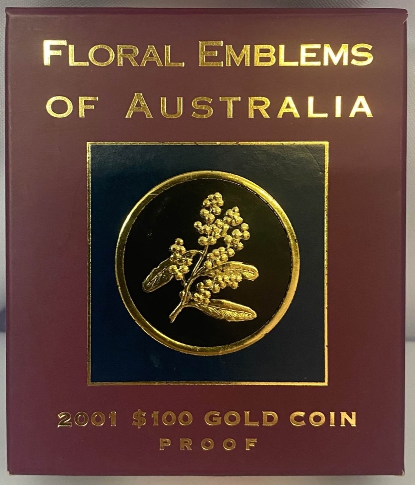2001 Gold 100 Dollar Proof Coin - Floral Emblems Golden Wattle product image