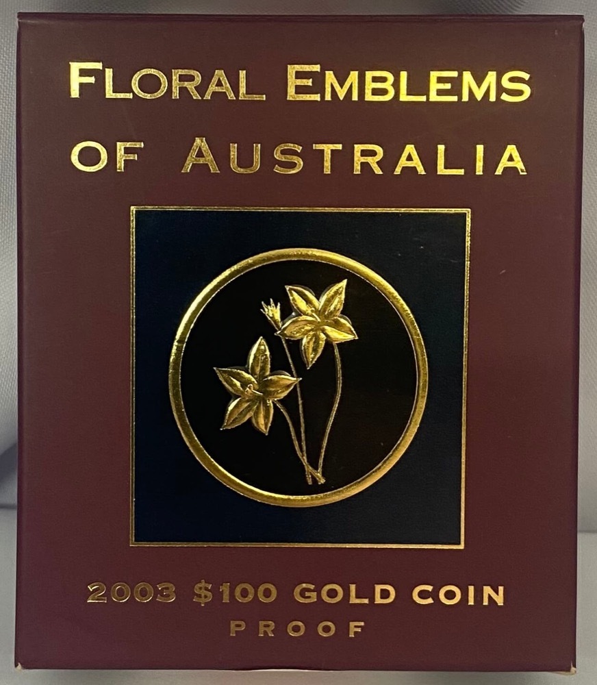 2003 Gold 100 Dollar Proof Coin - Floral Emblems Royal Blue Bell product image