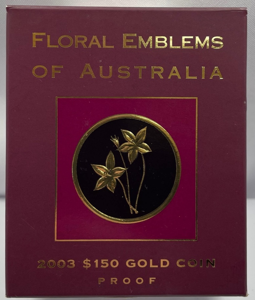 2003 150 Dollar Proof Gold Coin Floral Emblems - Royal Blue Bell product image