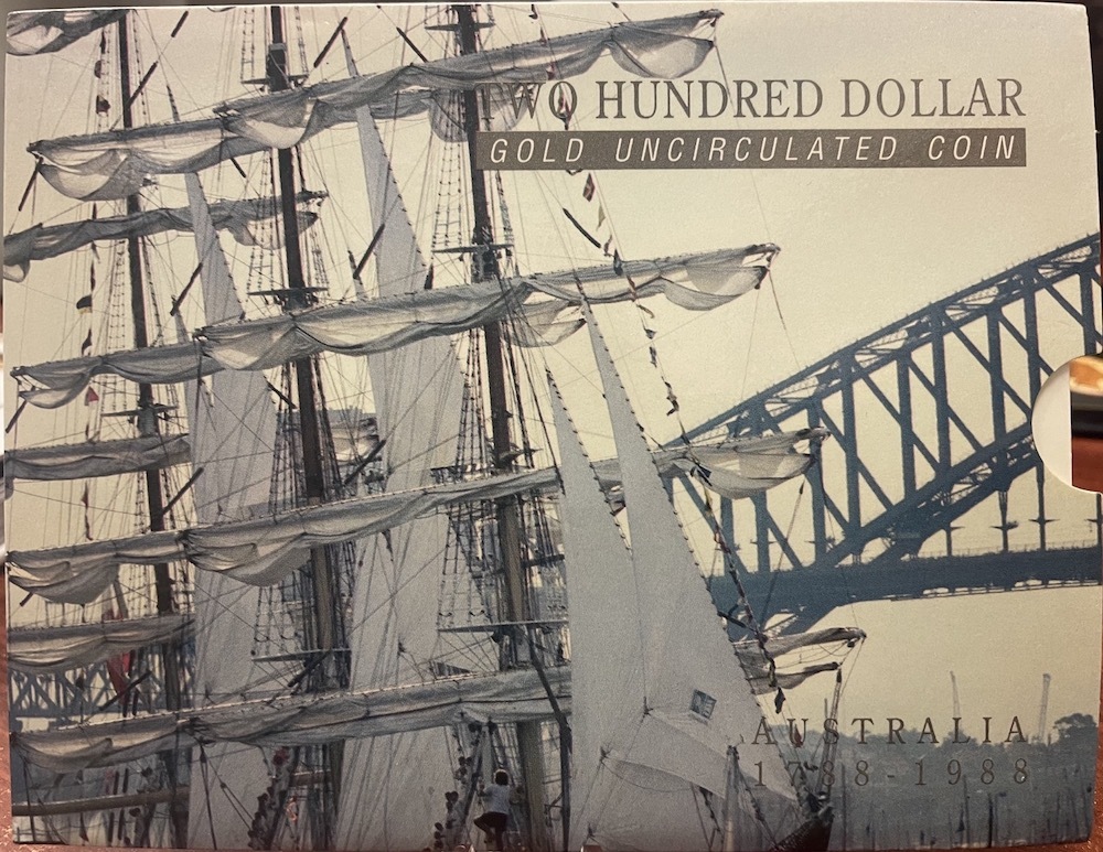 1988 200 Dollar Unc Gold Coin First Fleet Landing product image