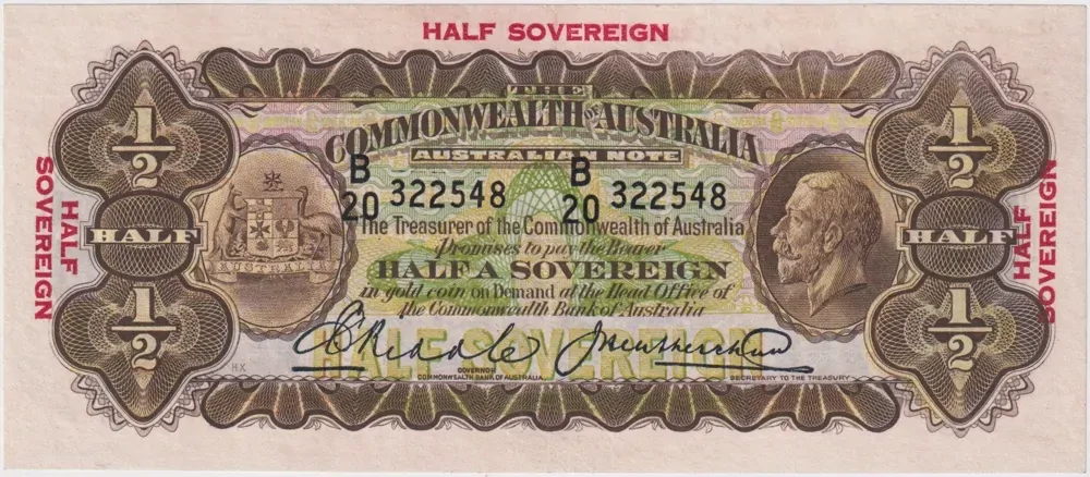 1928 Ten Shilling Riddle/Heathershaw R7 about Unc product image