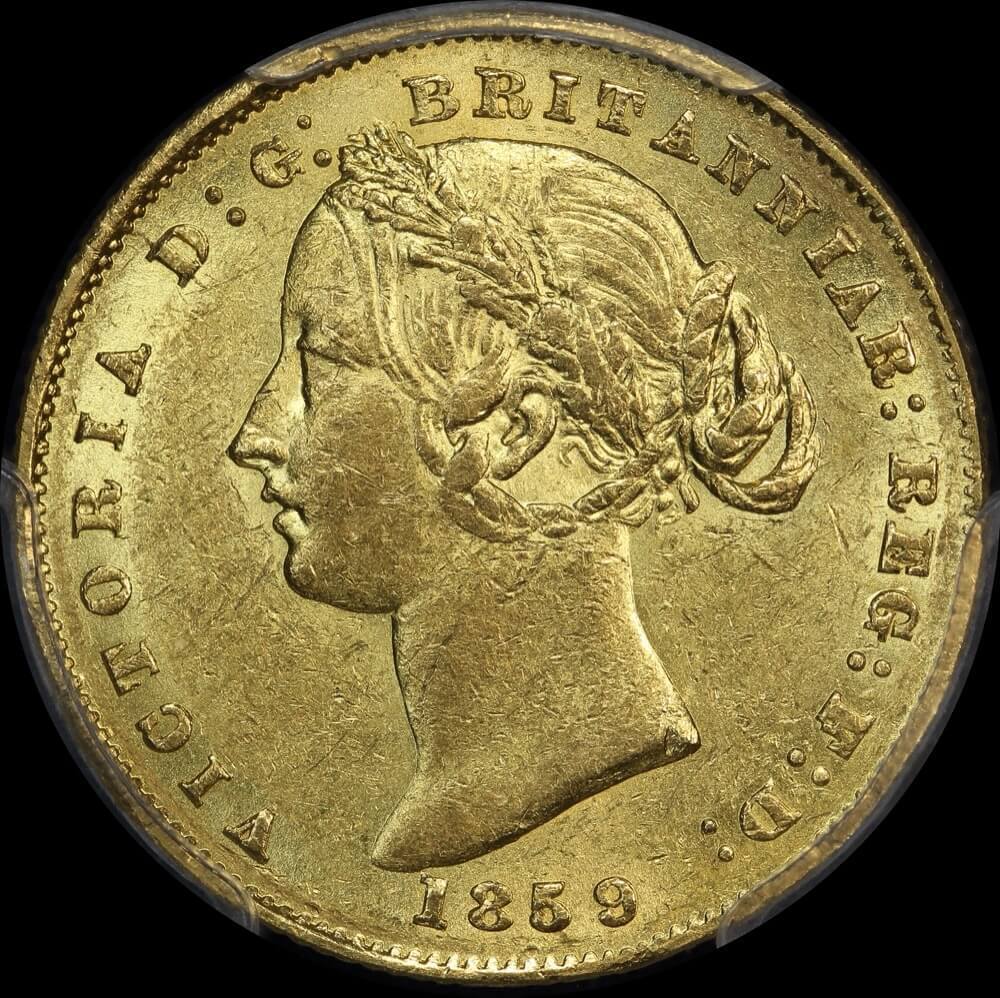 1859 Sydney Mint Type II Sovereign about Unc (PCGS AU58) product image