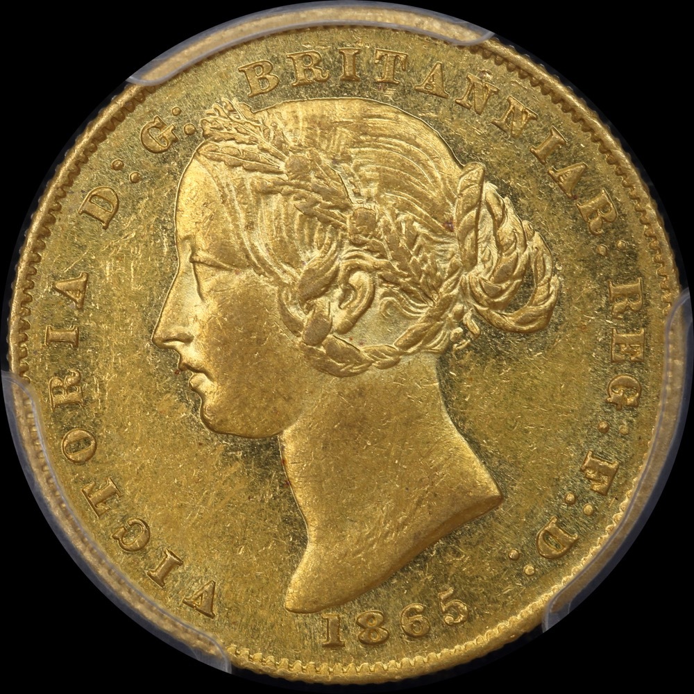 1865 Sydney Mint Type II Sovereign PCGS AU58 product image