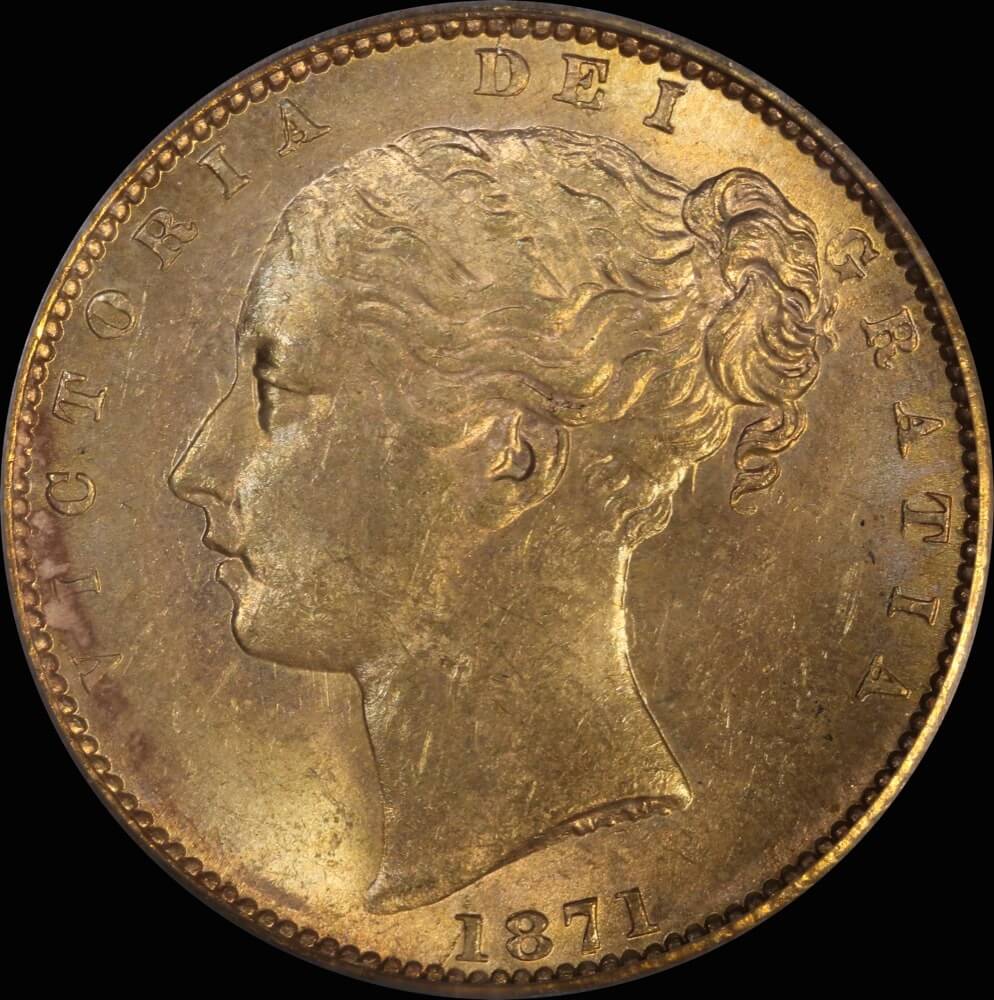1871 Sydney Shield Sovereign WW Raised Unc (PCGS MS62) product image