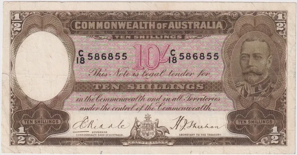 1933 Ten Shilling Riddle/Sheehan R9 Very Good product image