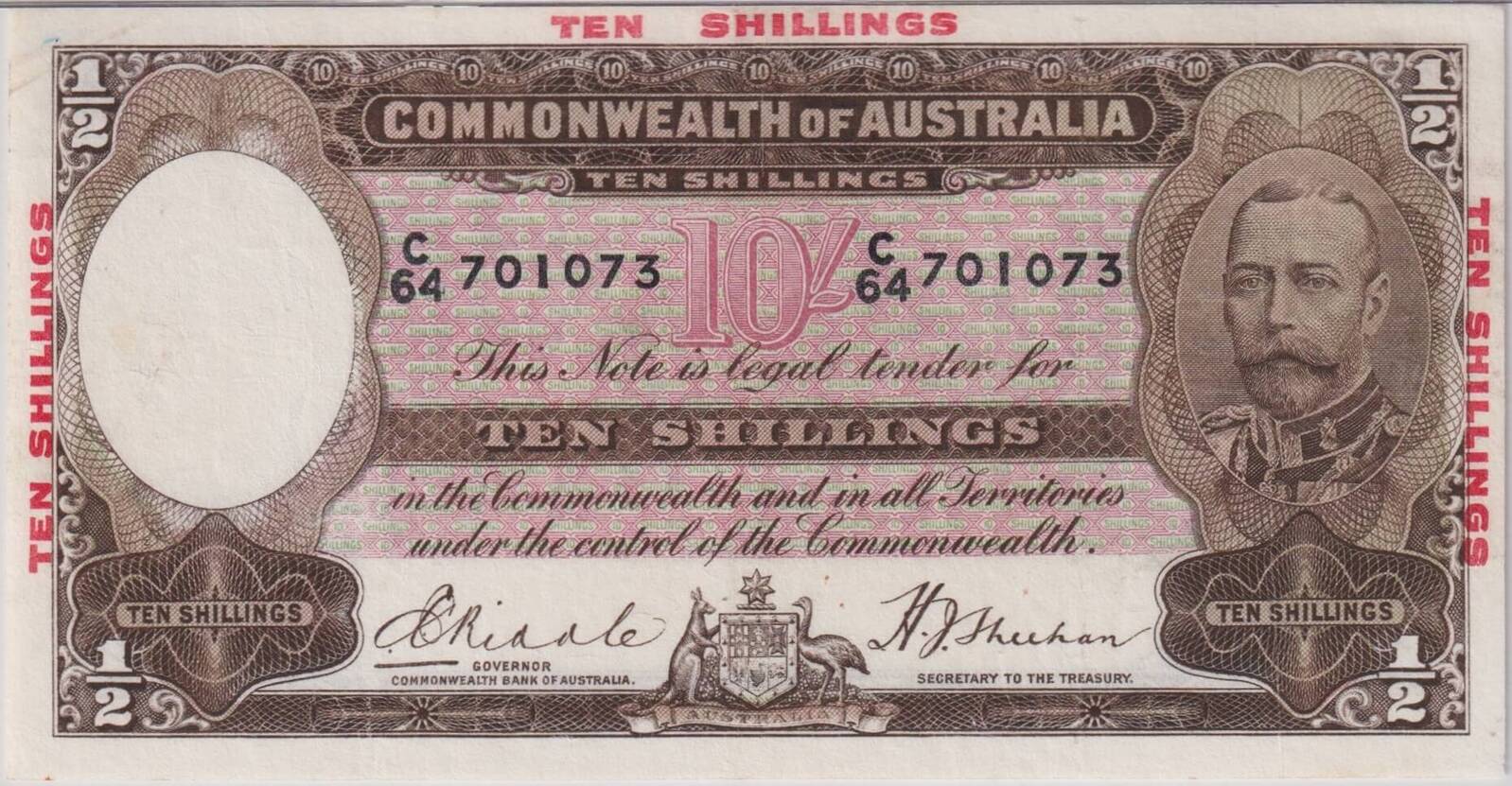 1934 Ten Shilling Riddle/Sheehan R10 PCGS VF30 product image
