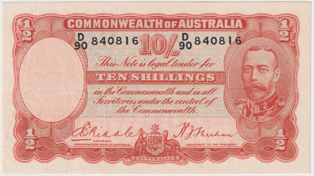 1936 Ten Shilling Riddle/Sheehan R11 about VF product image