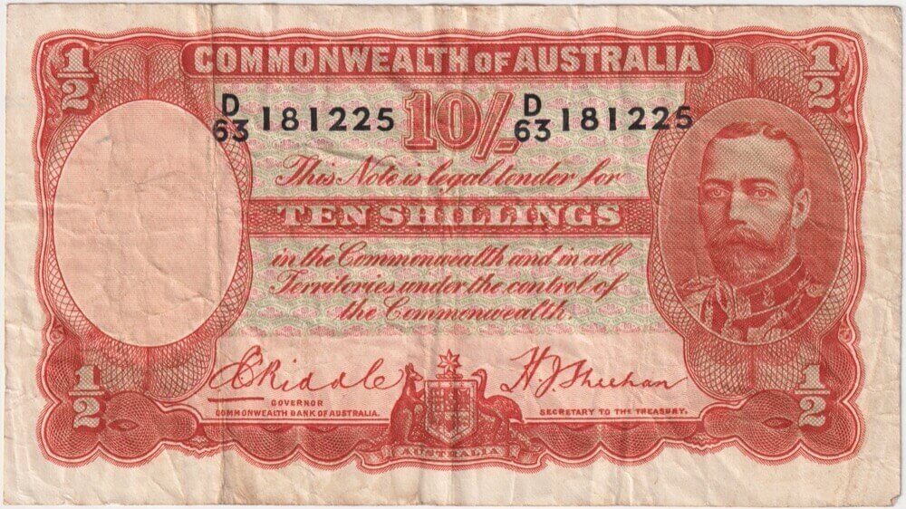 1936 Ten Shilling Riddle/Sheehan R11 Fine product image