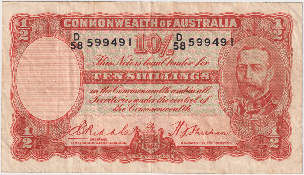 1936 Ten Shilling Riddle/Sheehan R11 good Fine product image