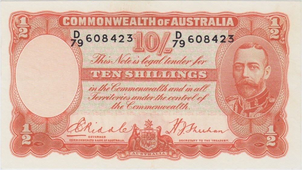 1936 Ten Shilling Riddle/Sheehan R11 Uncirculated product image