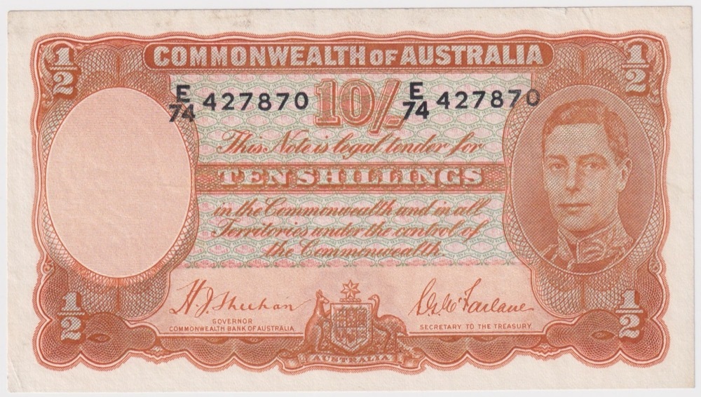 1939 Ten Shilling Sheehan/McFarlane R12 Extremely Fine product image