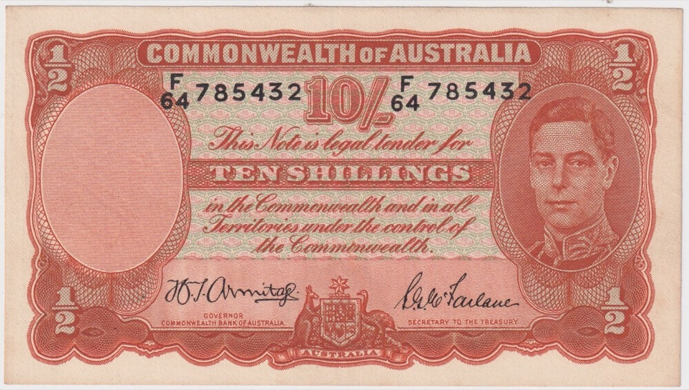 1942 Ten Shilling Armitage/McFarlane R13 Extremely Fine product image